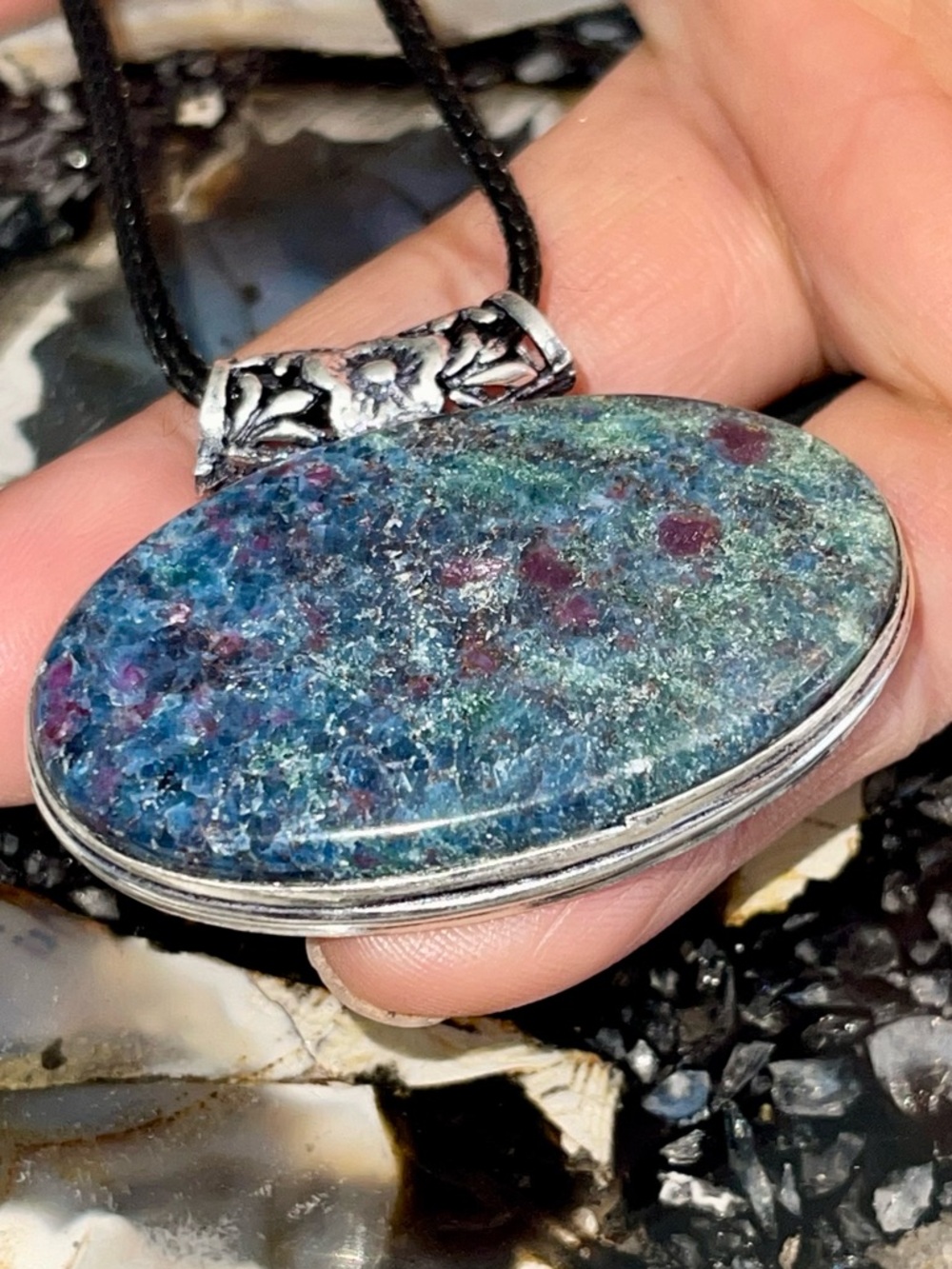 Anyolite Ruby Red Zoisite Pendant 1 1/2”x 2”- Stone of Courage